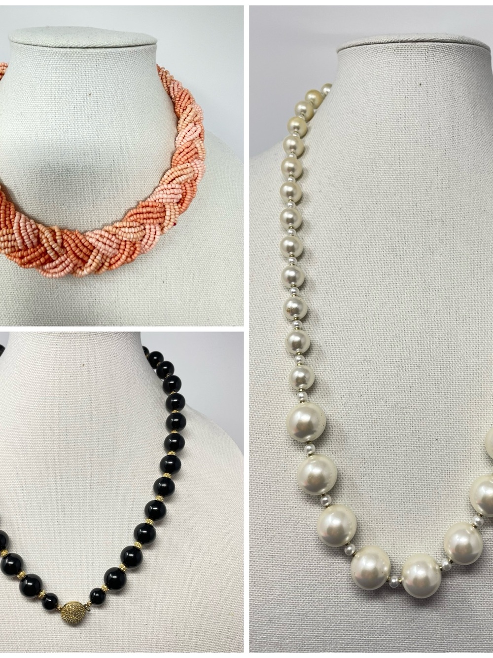 Three vintage beaded necklaces